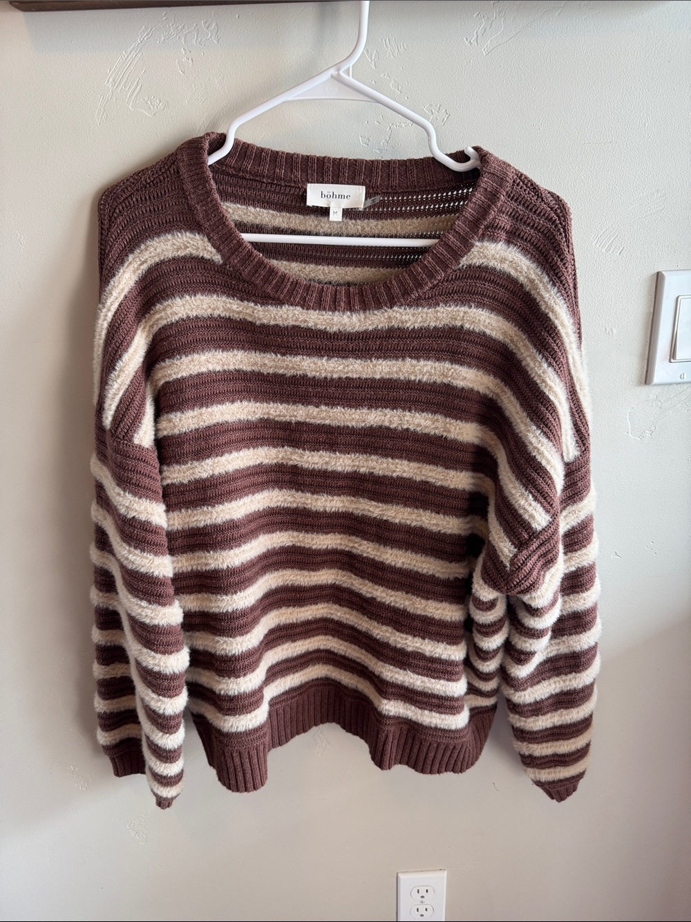 Bohme Brown & Cream Striped Women’s Knit Sweater size medium